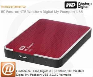 WDBZFP0010BRD-NEBZ - Unidade de Disco Rgido (HD) Externo 1TB Western Digital My Passport USB 3.0/2.0 Vermelho